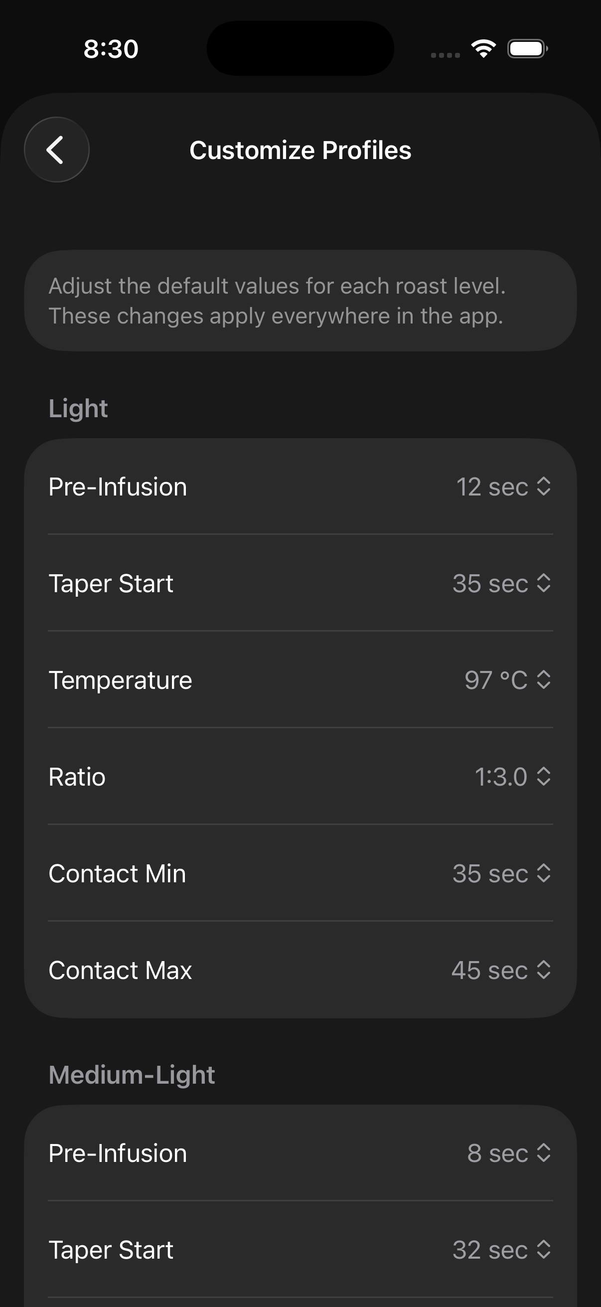 Global custom profiles